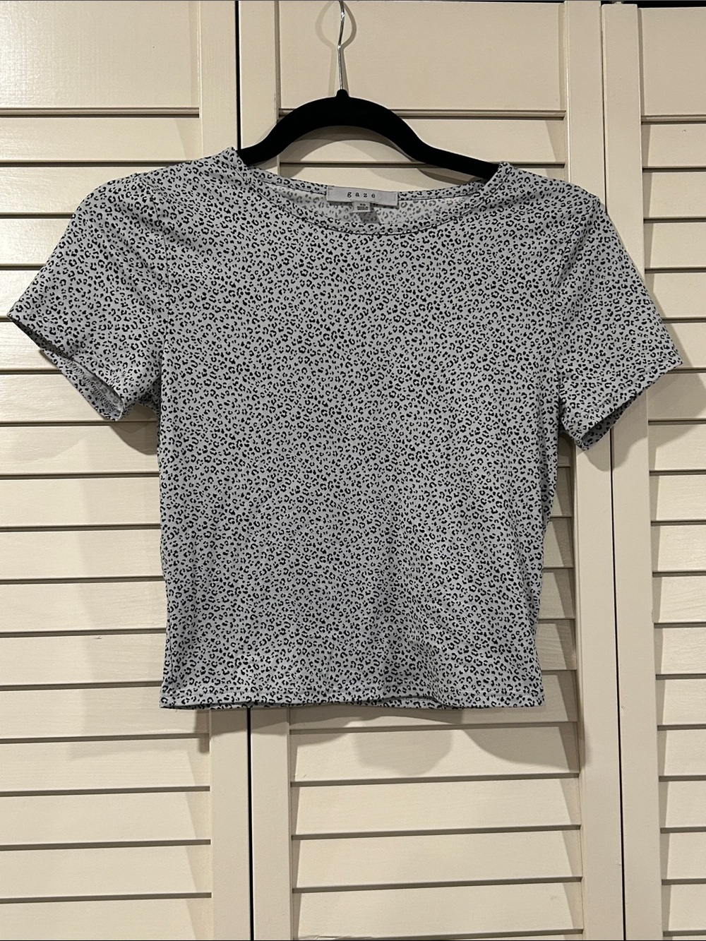 gaze Short Sleeve Leopard Spot Tee - White & Black Size XS - Picture 1 of 5